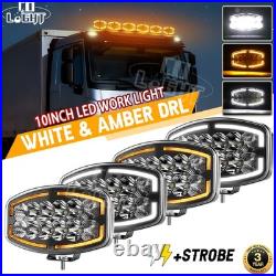 4X 12v 24v 10 Jumbo Oval LED Spot Lamp Dual White & Amber DRL Driving Light