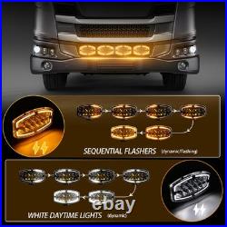 4X 12v 24v 10 Jumbo Oval LED Spot Lamp Dual White & Amber DRL Driving Light
