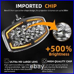 4X 12v 24v 10 Jumbo Oval LED Spot Lamp Dual White & Amber DRL Driving Light