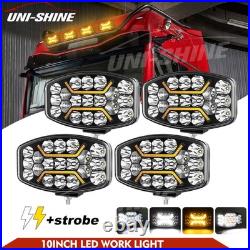 4X Rectangular Oval LED Driving Spot Light Spot Lamp White/Amber DRL light Jumbo