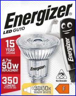 4.7W = 50W Equiv LED GU10 Light Bulbs Energy Saving 36° Spotlight Warm White 4.7W = 50W Equiv LED GU10 Light Bulbs Energy Saving 36° Spotlight Warm White