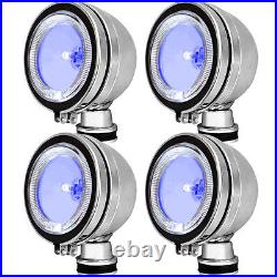 4 Clear Blue Halogen Car Light Spotlights Fog Spot Lights Foglights Led Lamp