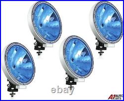 4x 12v / 24v 9 Inch Round Blue Lens Fog Spot Lights Lamps Truck Lorry Cab 4x4