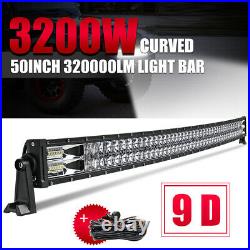 50'' Inch 3200w LED Light Bar Curved Spot Flood Truck Offroad Lamp SUV 52 +Wires