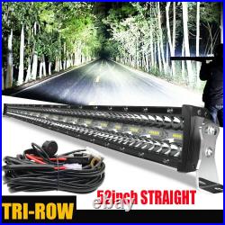 52inch Curved Straight Led Light Bar Flood Spot Offroad Driving Lamp For Suv