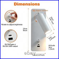 5W LED Wall Light High CRI Direction Spotlight Dimmable Switch Reading USB Port