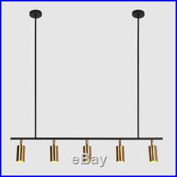 5-Light Track Light Linear Chandelier Gold Stage Spotlight Ceiling Pendant Lamp