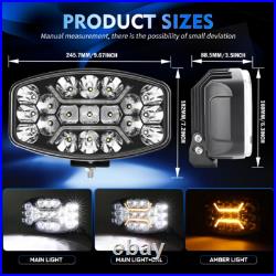 6X 12V 24V 10 Jumbo Oval LED Spot Lamp Dual White & Amber DRL Driving Lights 6X 12V 24V 10 Jumbo Oval LED Spot Lamp Dual White & Amber DRL Driving Lights