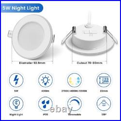 6-24x LED Recessed Ceiling Nightlight 70mm Spot 3CCT Lamp White Downlights