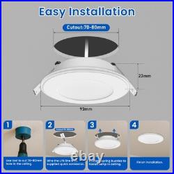 6-24x LED Recessed Ceiling Nightlight 70mm Spot 3CCT Lamp White Downlights