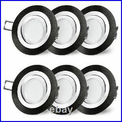 6er Set LED Recessed Spot Swivel Alu Black Round GU10 LED 5W Neutral White 230V