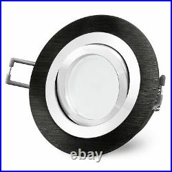 6er Set LED Recessed Spot Swivel Alu Black Round GU10 LED 5W Neutral White 230V