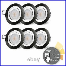 6er Set LED Recessed Spotlight Swiveling Recessed Spot Black FOURSTEP 5W Neutral White