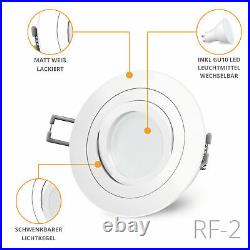 6er Set RF-2 LED Recessed Spotlight White Round Swivel incl. GU10 5W Neutral White