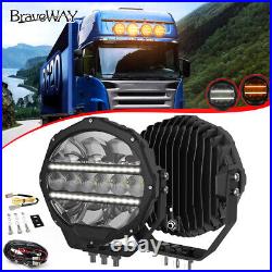 9 Round Full Led Spot Fog Drl Light Lamp Fit Scania Volvo DAF MAN Daimler Truck