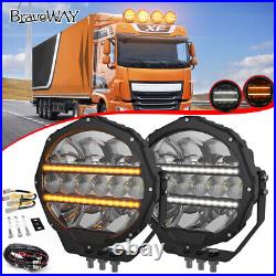 9 Round Full Led Spot Fog Drl Light Lamp Fit Scania Volvo DAF MAN Daimler Truck