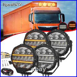 9 Round Full Led Spot Fog Drl Light Lamp Fit Scania Volvo DAF MAN Daimler Truck