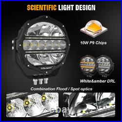 9 Round Full Led Spot Fog Drl Light Lamp Fit Scania Volvo DAF MAN Daimler Truck