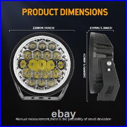 9inch Round LED Work Light DRL Spot Driving Fog Lamp Offroad Truck SUV UTV 4WD