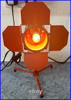 A Vintage Retro Red Adjustable Tripod Table Spotlight Lamp