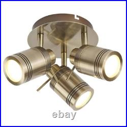 Antique Brass Bathroom 3 Lamp Adjustable Round Plate Ceiling Spot Light 28cm