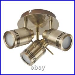 Antique Brass Bathroom 3 Lamp Adjustable Round Plate Ceiling Spot Light 28cm