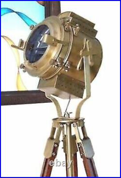 Antique Brass Spot Light Floor Searchlight Lamp With Tripod Maritime Lamp Gift