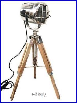 Antique Designer Search light Studio Floor Lamp Spot Light Wooden Tripod Stand