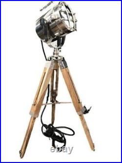 Antique Designer Search light Studio Floor Lamp Spot Light Wooden Tripod Stand