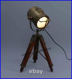 Antique Finish Searchlight Vintage Spot Light Tripod Mini Small Desk Table Lamp