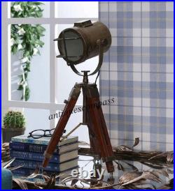 Antique Finish Searchlight Vintage Spot Light Tripod Mini Small Desk Table Lamp