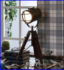 Antique Finish Searchlight Vintage Spot Light Tripod Mini Small Desk Table Lamp