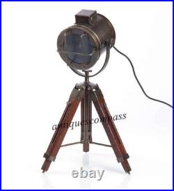 Antique Finish Searchlight Vintage Spot Light Tripod Mini Small Desk Table Lamp