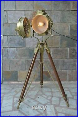 Antique Marine Floor Lamp, Nautical Spot Studio Tripod Floor Lamps Search light