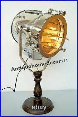 Antique Nautical Spot Light Spotlight Table Study Lamp Brown Stand Home Decor