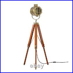 Antique Tripod Floor Lamp With Nautical Decorative Standing Spotlight For Home