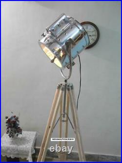 Authentic Style Spotlight Floor lamp With Wooden Tripod Stand floor Spot Light
