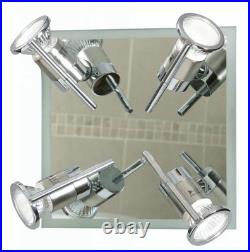 Bathroom Light Silver Asah 4 Spot Plate Satin And Chrome IP44 Oaks Lighting 3094