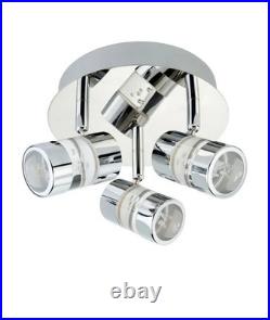 Bathroom Light Silver Bubbles LED 3 Spot Plate IP44 Chrome Searchlight 4413CC
