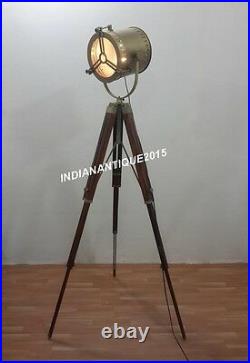 Beautiful Designer Industries Antique Brass Spot Light Floor Lamp Tripod Stand