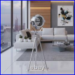 Beautiful Nautical Full Steel Searchlight Spotlight Tripod Studio Floor Lamp