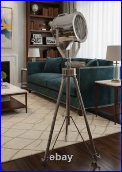 Beautiful Nautical Full Steel Searchlight Spotlight Tripod Studio Floor Lamp
