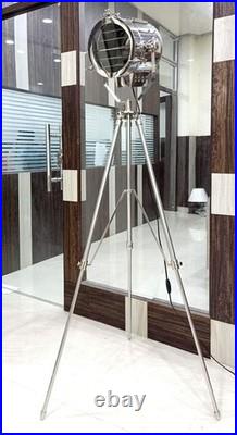 Beautiful Nautical Full Steel Searchlight Spotlight Tripod Studio Floor Lamp Beautiful Nautical Full Steel Searchlight Spotlight Tripod Studio Floor Lamp