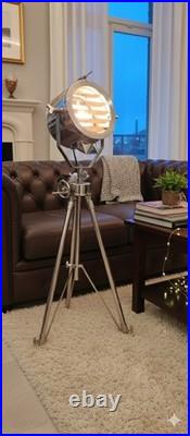 Beautiful Nautical Full Steel Searchlight Spotlight Tripod Studio Floor Lamp Beautiful Nautical Full Steel Searchlight Spotlight Tripod Studio Floor Lamp