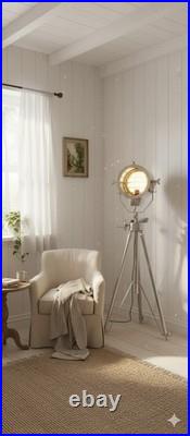 Beautiful Nautical Full Steel Searchlight Spotlight Tripod Studio Floor Lamp Beautiful Nautical Full Steel Searchlight Spotlight Tripod Studio Floor Lamp