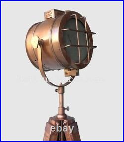 Bedroom Conner Floor Lamp Nautical Tripod Copper Antique Spot Light