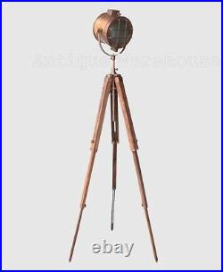 Bedroom Conner Floor Lamp Nautical Tripod Copper Antique Spot Light