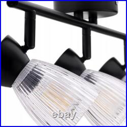Best Black 3xE14 Ceiling Spot Light Lamp Modern Metal Glass
