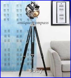 Big Spotlight Floor lamp Tripod stand Antique Brass Finish Floor Spot Light