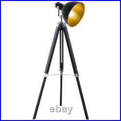Black Gold Tripod Floor Lamp Adjustable Spotlight E27 Retro Studio Light